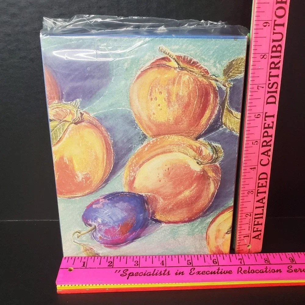 Vtg‎ Paulette Cochet Just Peachy Stationary Set 18 Sheets Peach Fruit Print NOS